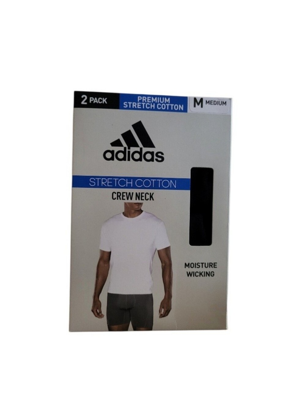 NEW Adidas Men's 2-pack Black Short Sleeve Stretch Crew Undershirts - Medium